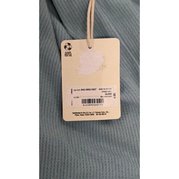 A New Approach Womens XXL Malabar Aqua Knit Sweater V-Neck Solid Long Sleeve - Picture 8 of 9